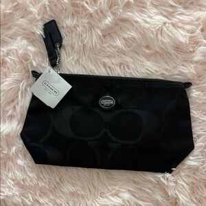 Coach Black Signature Zip Pouch with Wrist Strap